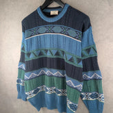 Company Jumper Mens Large L Blue Vintage Knitted Pullover Italian